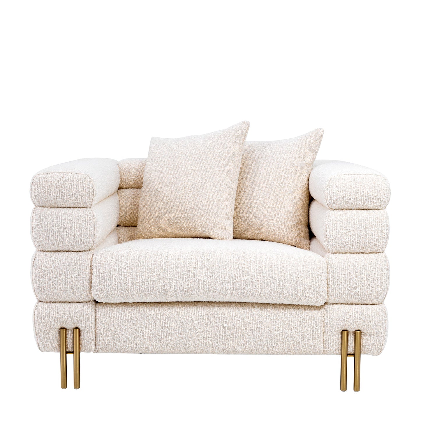 Krēsls York Eichholtz 112/97/69 cm Bouclé cream | brushed brass finish legs - N1 Home