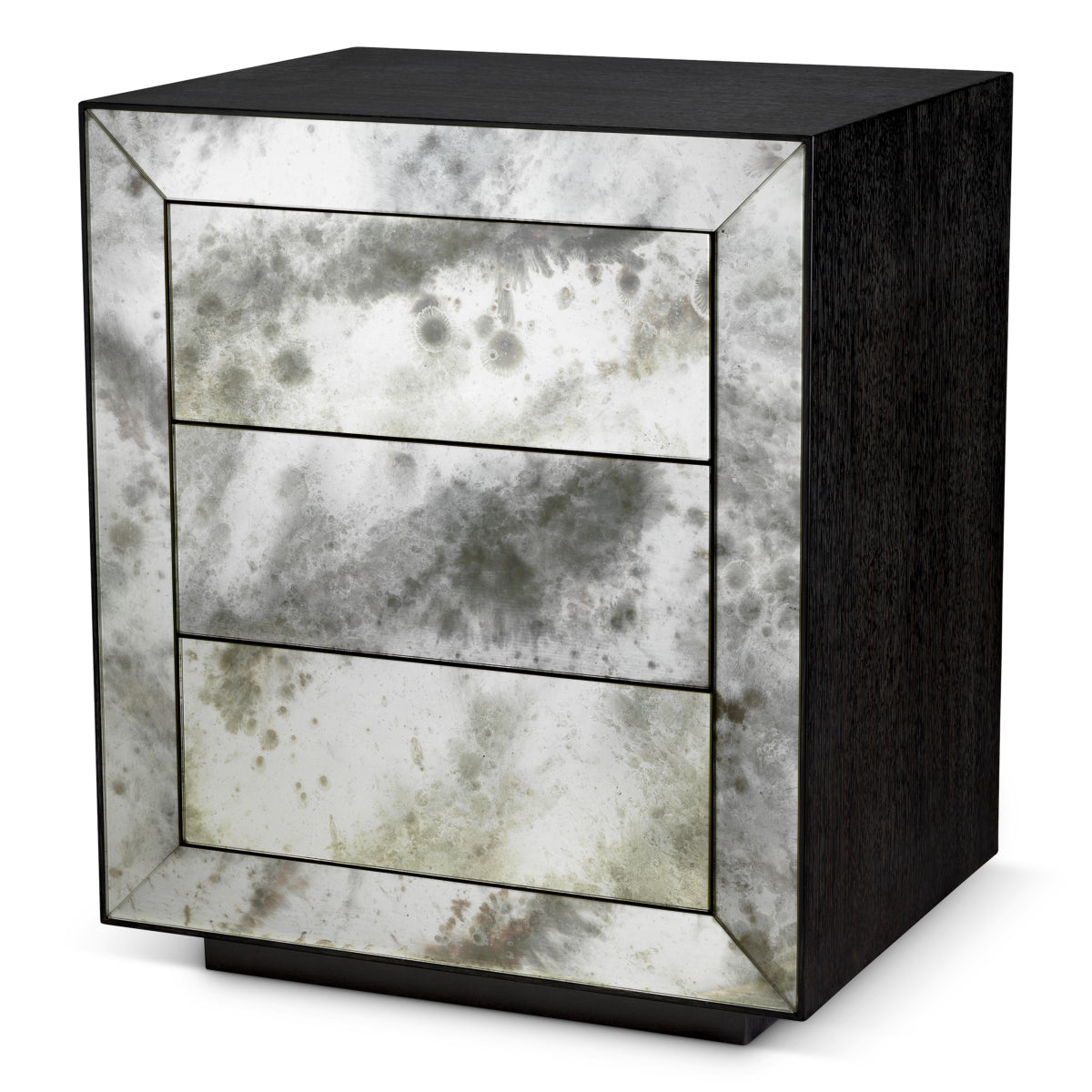 Naktsskapitis Bogart Eichholtz 58/46/68 cm Charcoal grey oak veneer/antique mirror glass