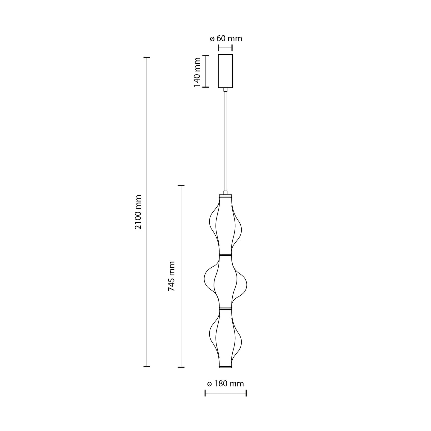 LED piekaramā lampa Elvis 22W 18/18/210 cm bēšs