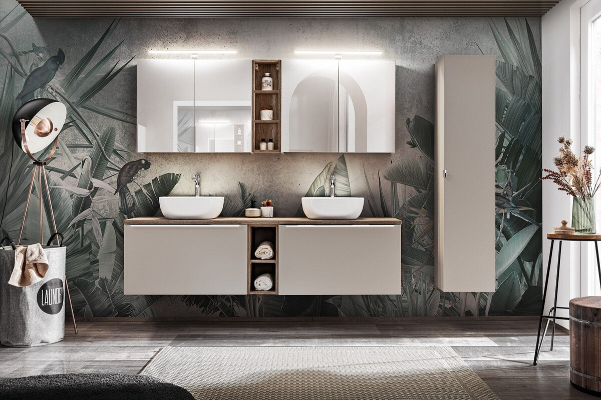 Vannas istaba skapīs ar spogulis Sant 60; 80/65/17 cm taupe - N1 Home