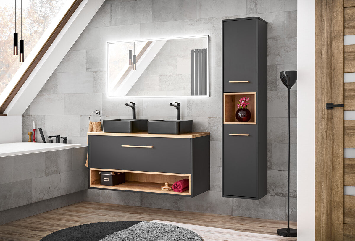 Vannas istabas izlietnes skapīs Boro 60; 80; 120/57/46 cm grafīts - N1 Home