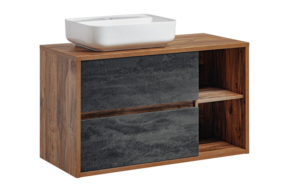 Vannas istabas mēbeļu komplekts Hamp B 100 cm Hantona ozols/tumšs betons - N1 Home