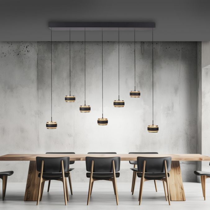 Piekaramā lampa PURE Falling Rings 200/22/132 cm melnā pērle / dimants