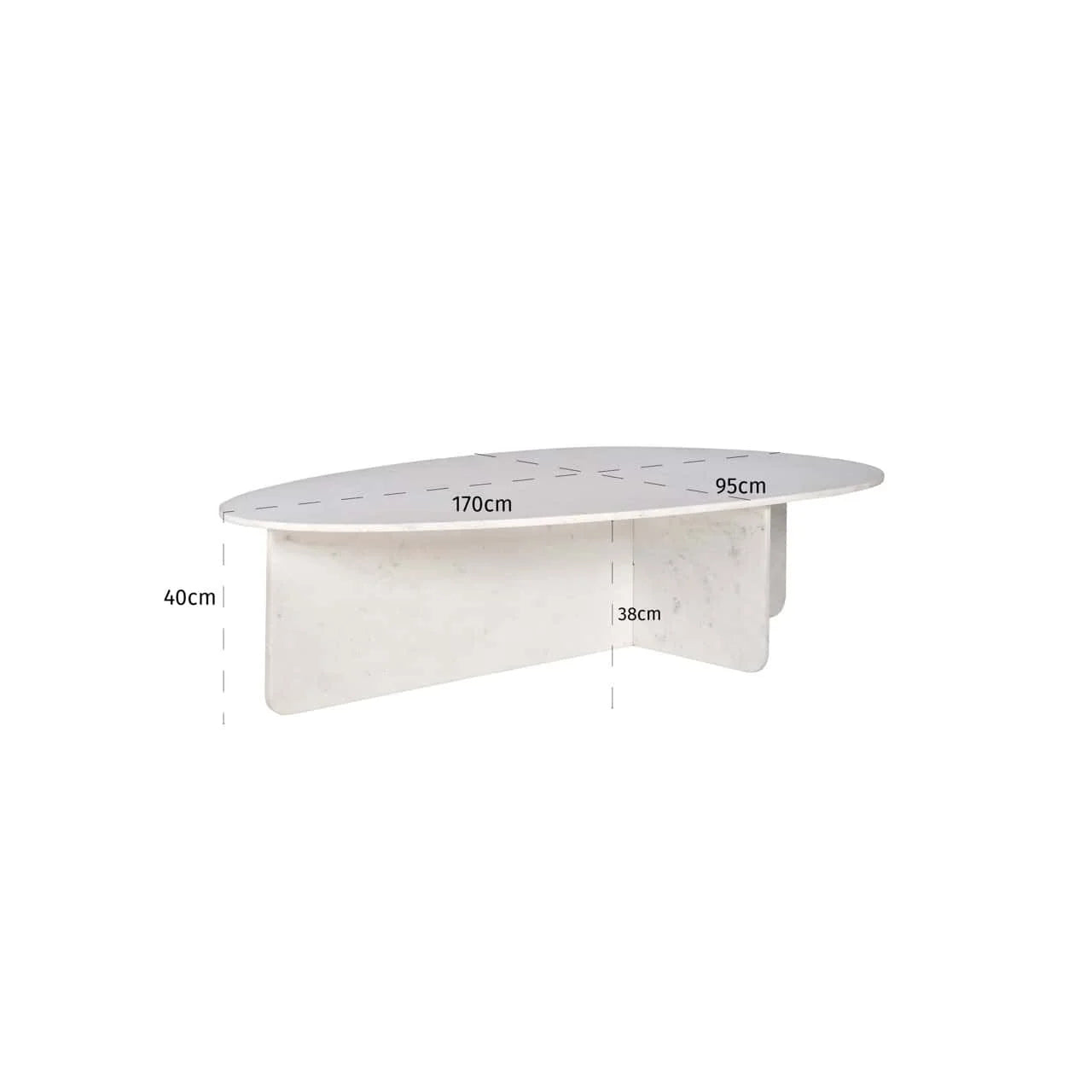 Kafijas galds Brandon Richmond Interiors 170/40/95 cm balts - N1 Home