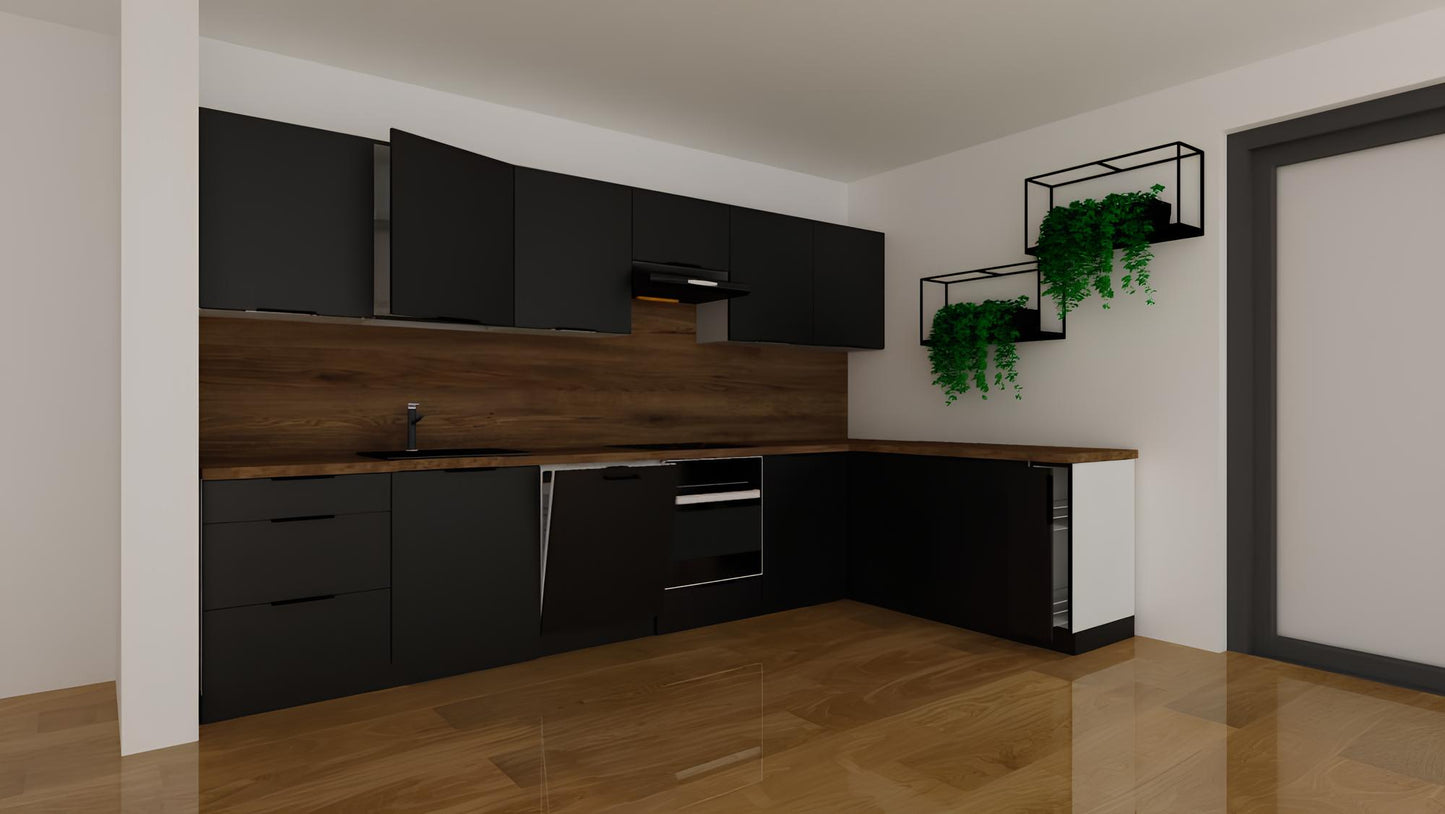 Virtuves skapis kravas grozs Aldo 15(20)/51/60 cm melns - N1 Home