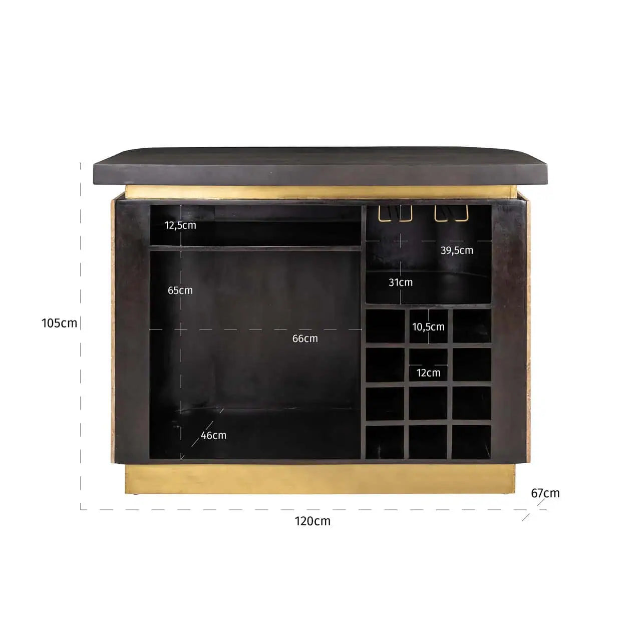 Bārs Martini brown Richmond Interiors 106/140/60,5 cm brūns - N1 Home