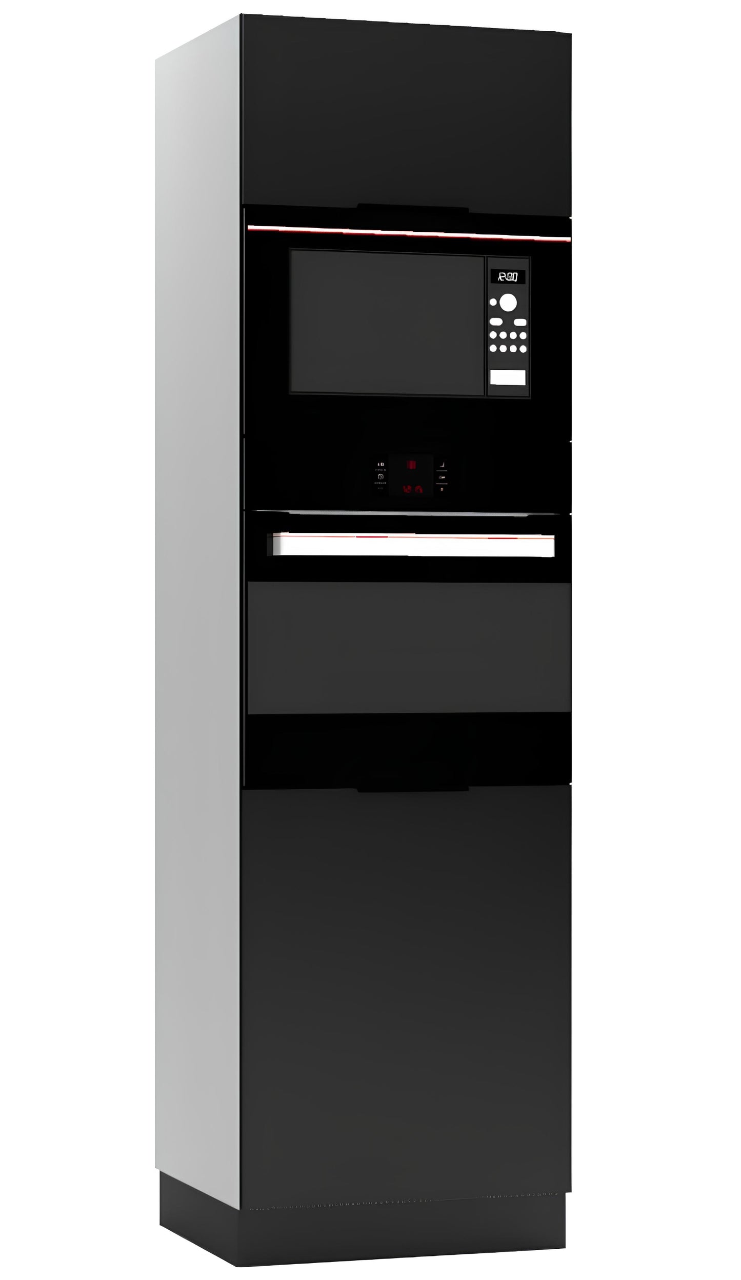 Virtuves skapis cepeškrāsnij un mikroviļņu Aldo 60/56/213 cm melns - N1 Home