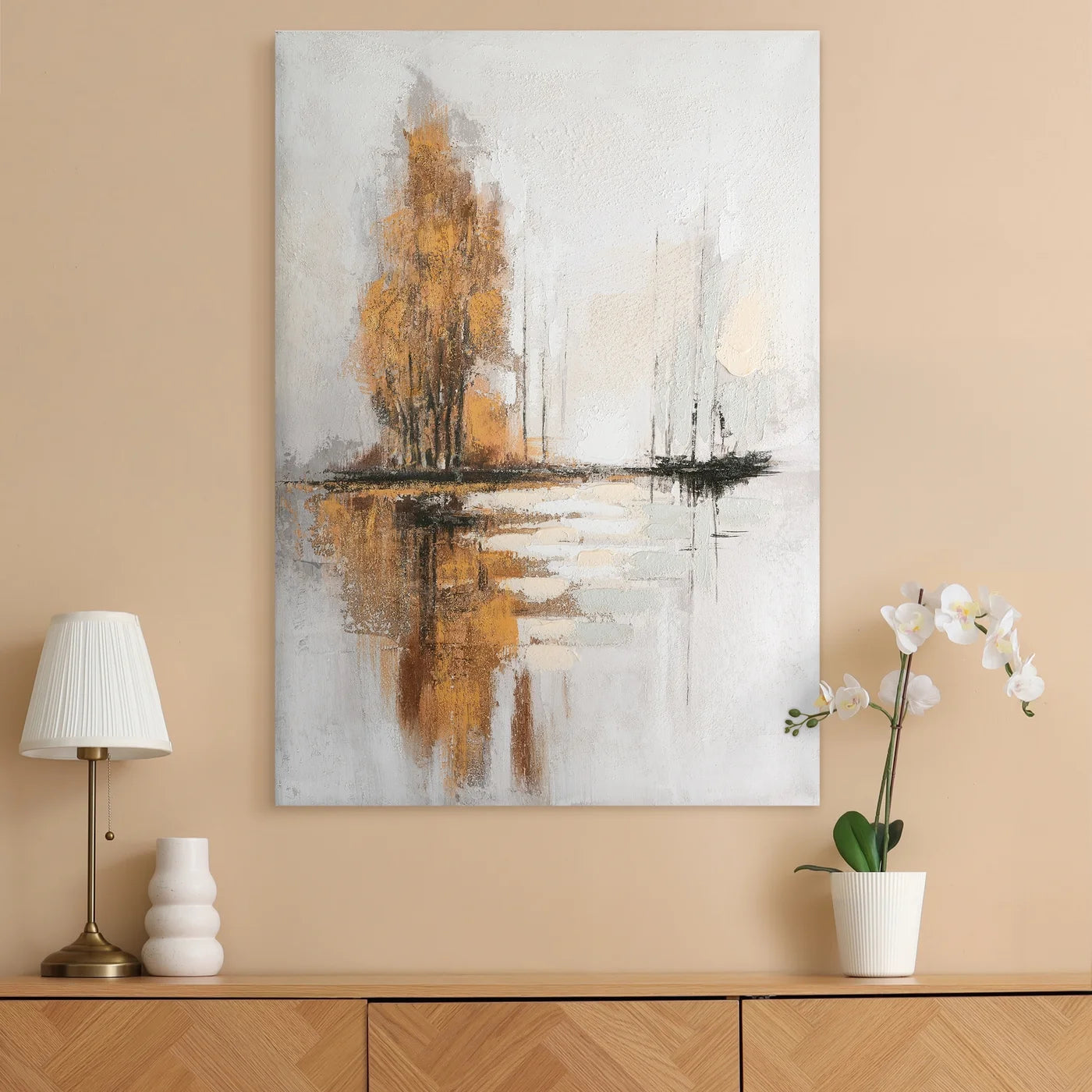 Glezna Lake 70/100 cm pelēks/zelts - N1 Home