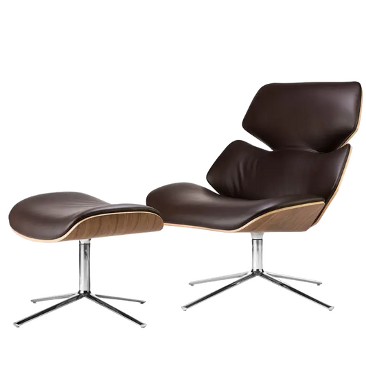 Krēsls Dot Design Bari Lounge ar kāju balstu dabīga āda 81x96x51 cm brūns - N1 Home