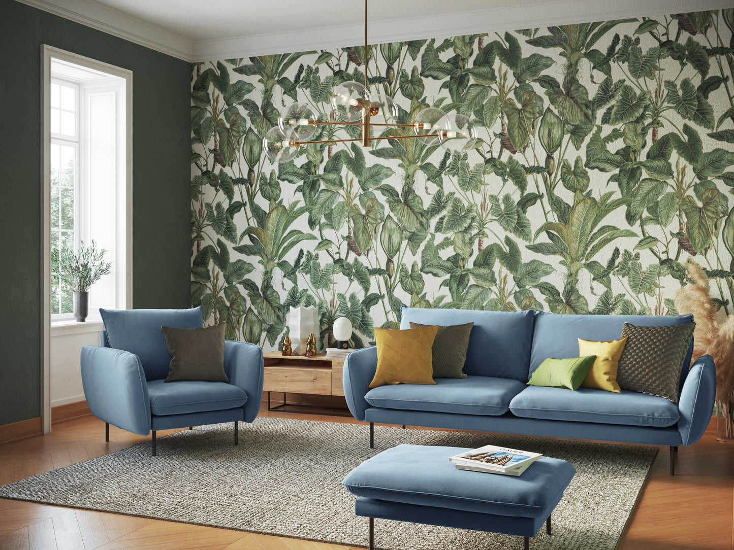 Atzveltnes krēsls Cosmopolitan Design Vienna samta 97x94x95 cm gaiši zils - N1 Home