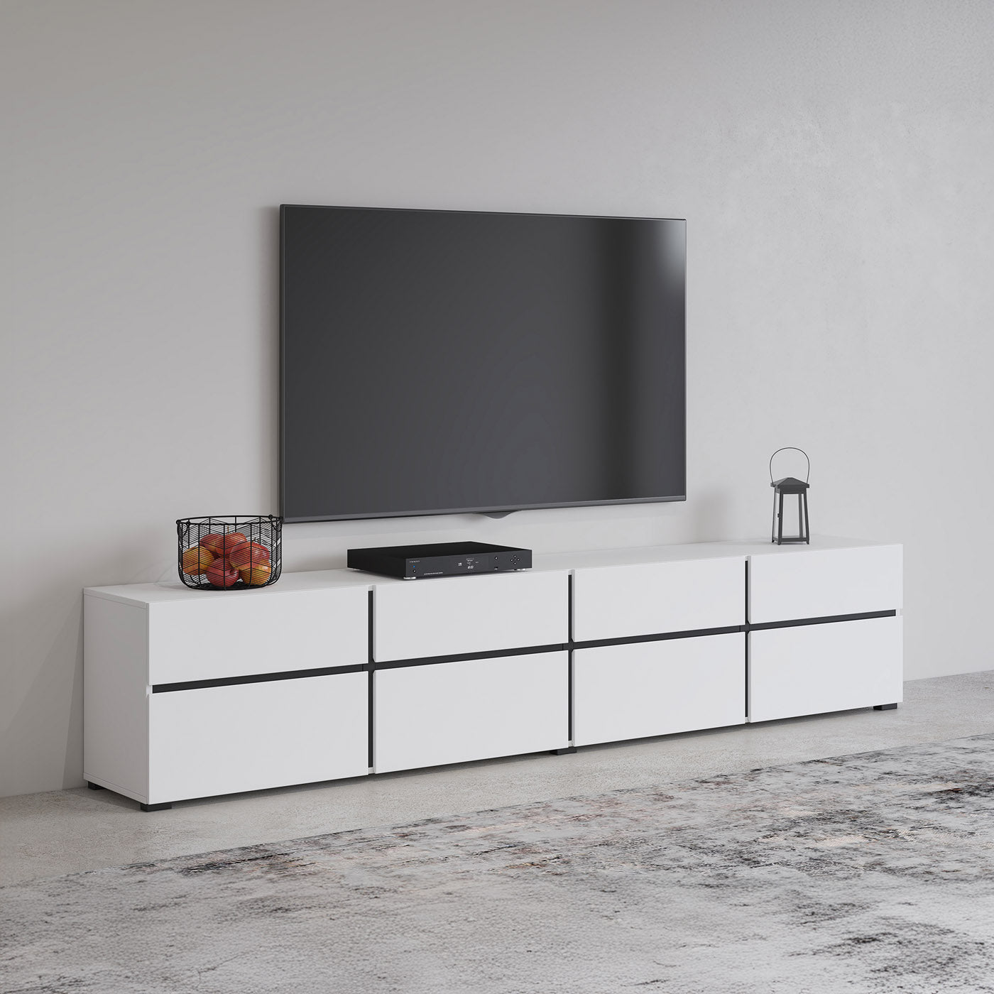 TV skapis Krosit kolekcija 225/48/40 cm balts/melns - N1 Home