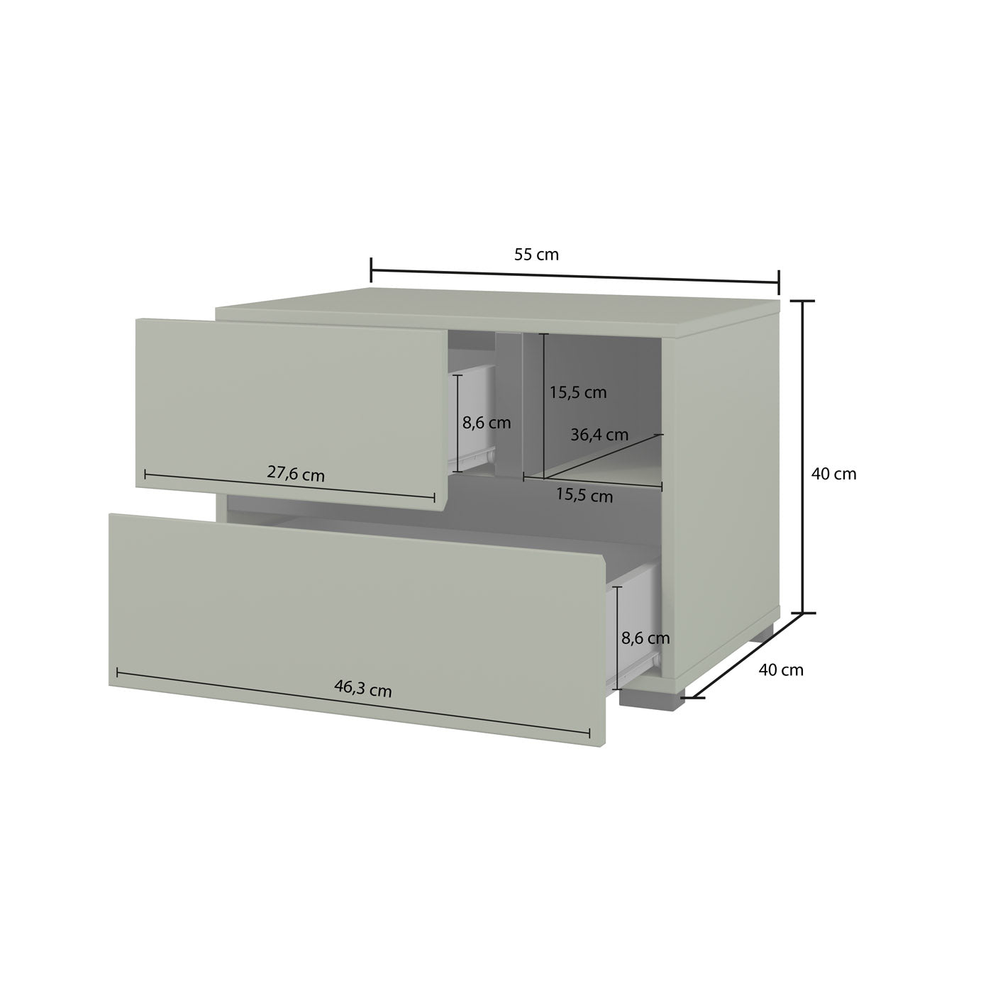 Naktsskapis (2) Krosit kolekcija 55/40/40 cm congo/melns - N1 Home