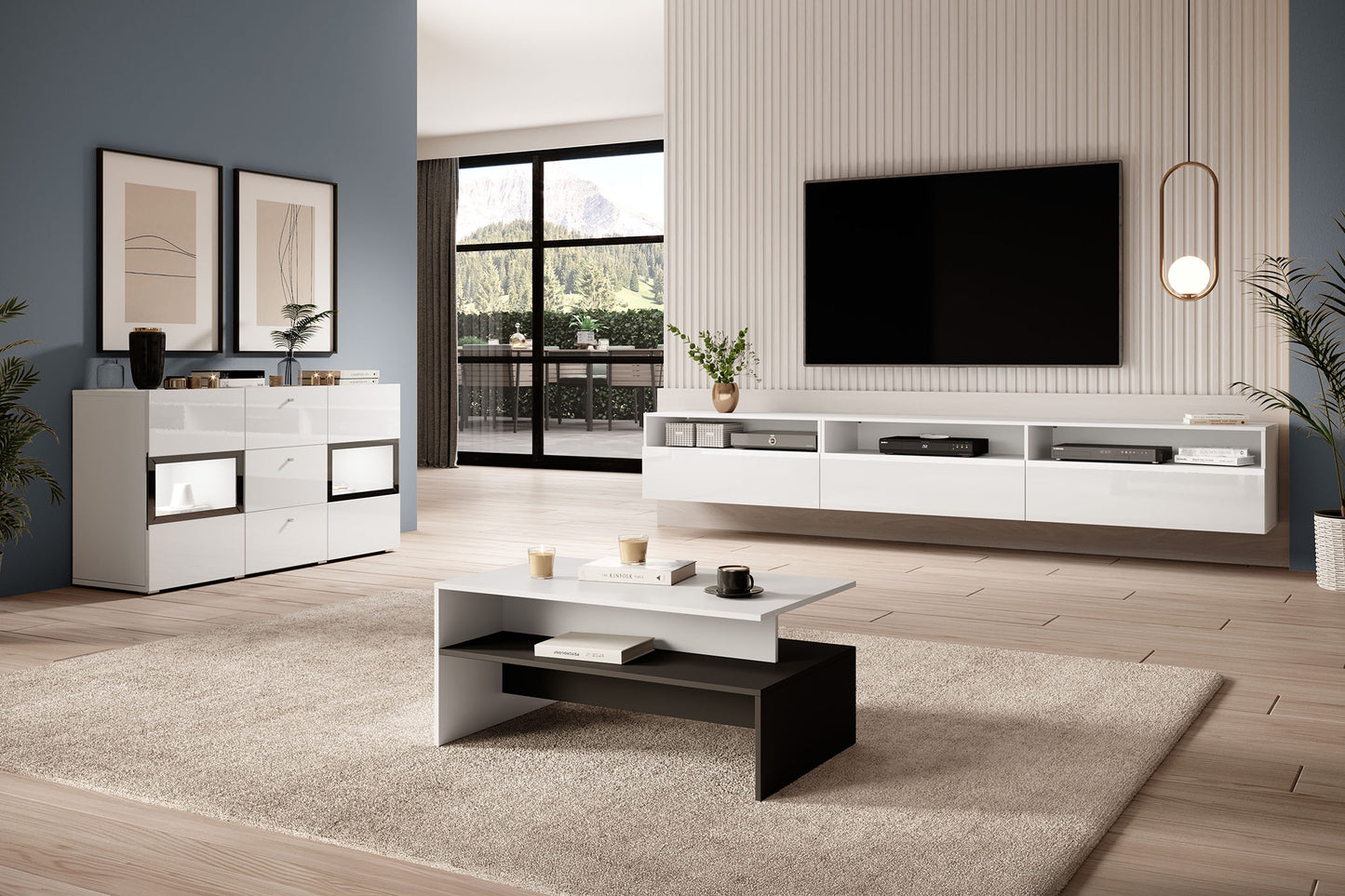 TV skapis Barots 270/41/42 cm balts - N1 Home