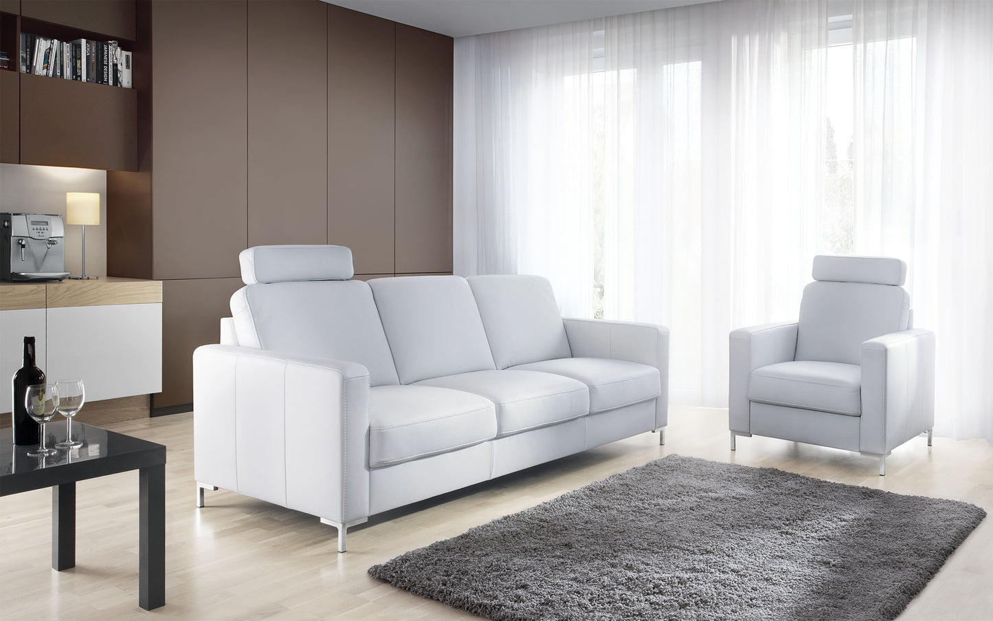 Dīvāns Basor 155;219/85/91 cm melns (adā) - N1 Home