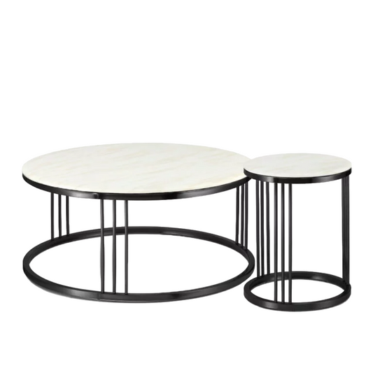 Kafijas galdiņu komplekts Dot Design Vivien marmors 45x100/58x45 cm melns - N1 Home
