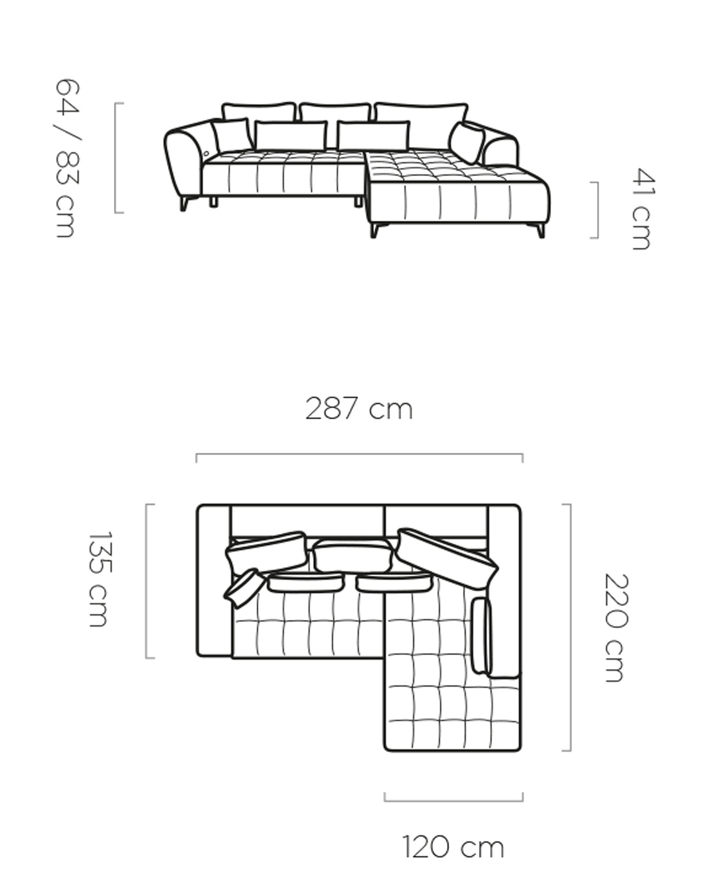 Dīvāns GARU 287/135/220 cm - N1 Home
