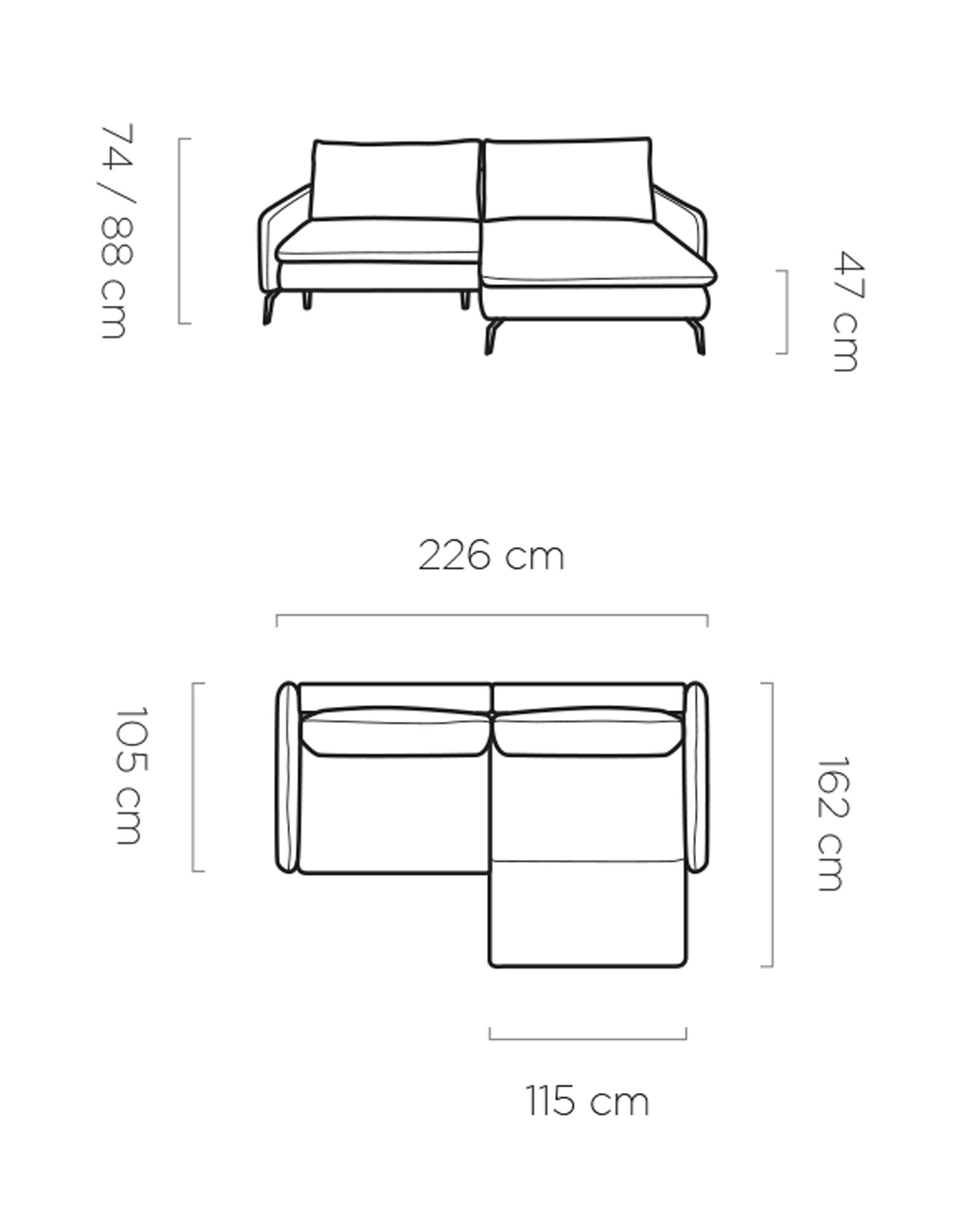 Dīvāns GLOS 226/105/162 cm - N1 Home