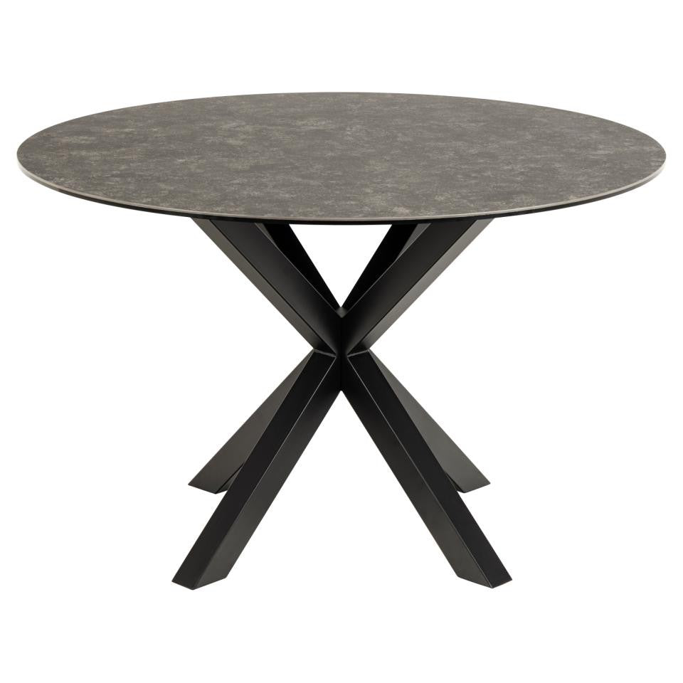 HEVE apaļš pusdienu galds,melna Fairbanks neapstrādāta keramika Ø119x75,5 cm