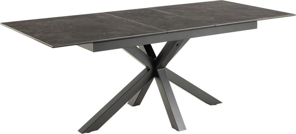 HEVE taisnstūrveida pusdienu galds melna Fairbanks neapstrādāta keramika, 168/210x90x76 cm