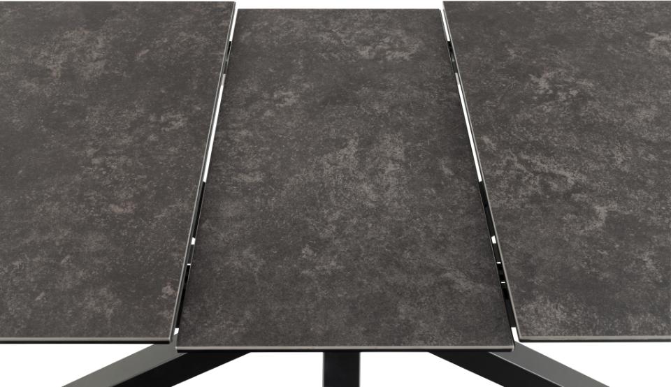 HEVE taisnstūrveida pusdienu galds melna Fairbanks neapstrādāta keramika, 168/210x90x76 cm