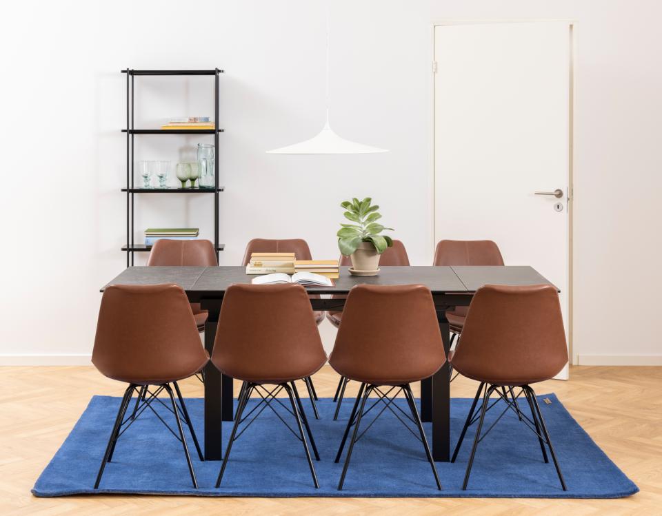 HUDDER taisnstūrveida pusdienu galds melna Fairbanks neapstrādāta keramika 120/200x85x76cm