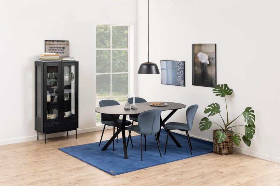 LAXE ovāls pusdienu galds,melna Fairbanks neapstrādāta keramika 180x90x74 cm