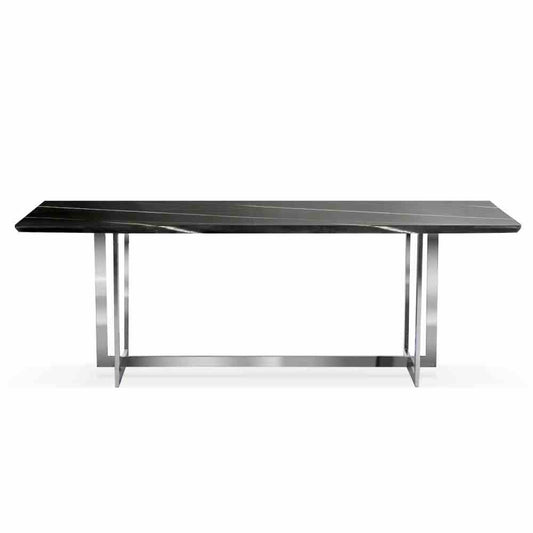 MARBLE galds 180x90 melns marmors / sudraba kāja