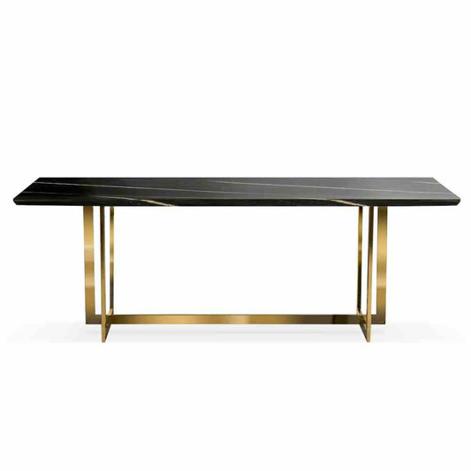 MARBLE galds 180x90 melns marmors / zelta kāja