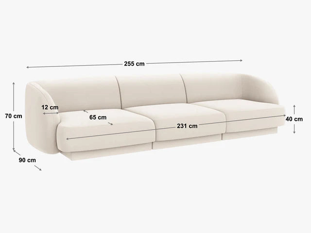 Dīvāns Miley Micadoni 255/90/70 cm Velvet Bluvel 14 Grey