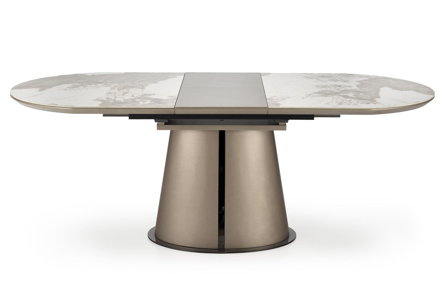 RB paplašināms galds, bēšs marmors / CAPPUCCINO / MELNS, 90x160-200 cm