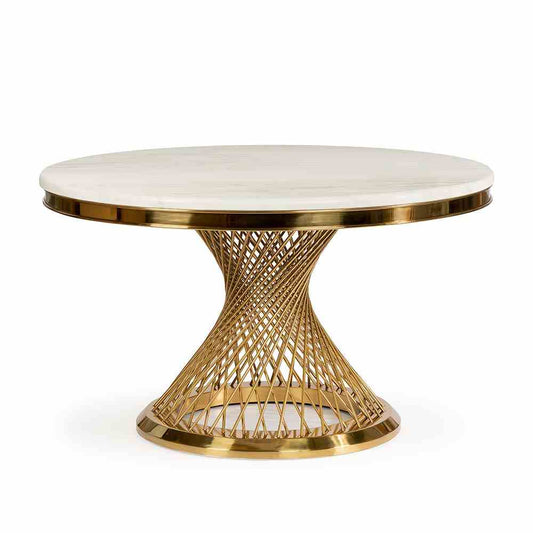 ROMANCE galds balts marmors/zelta kāja
