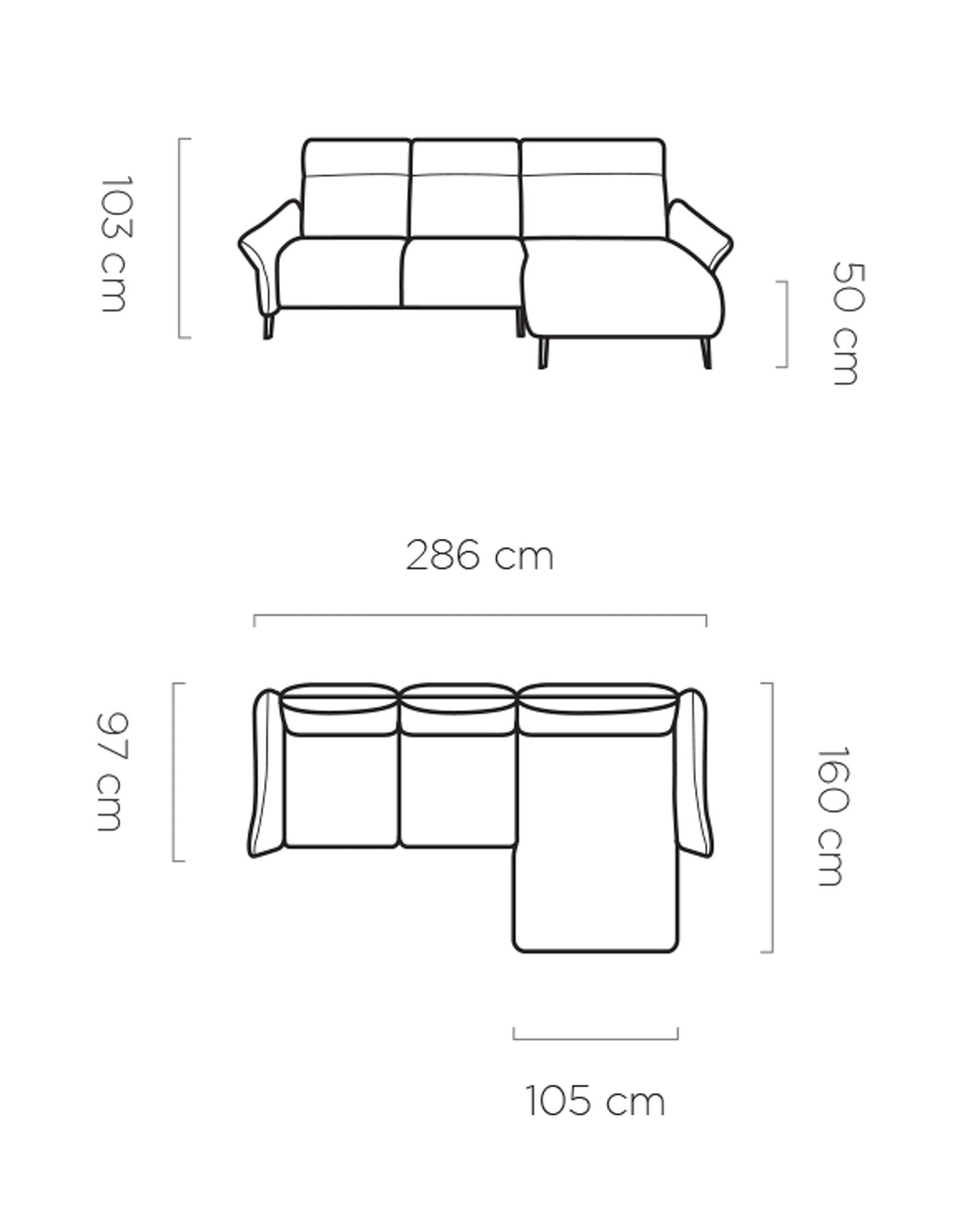 Dīvāns STELA 286/160/97 cm - N1 Home