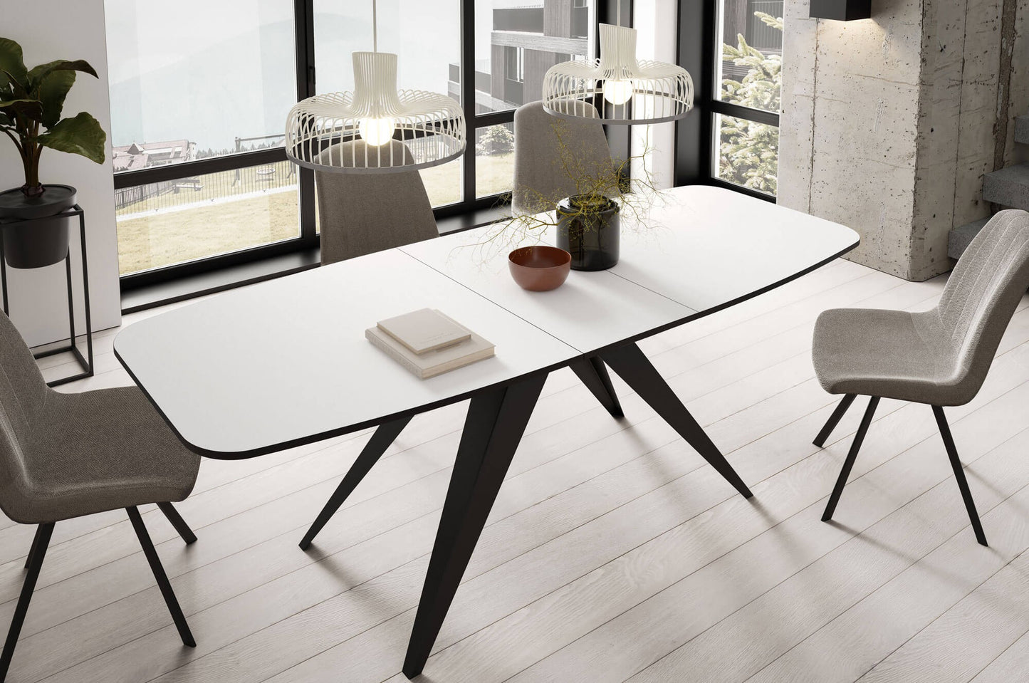 Galds Fery 76/160/80; 76/180/90 cm Arktiks balts/melns - N1 Home