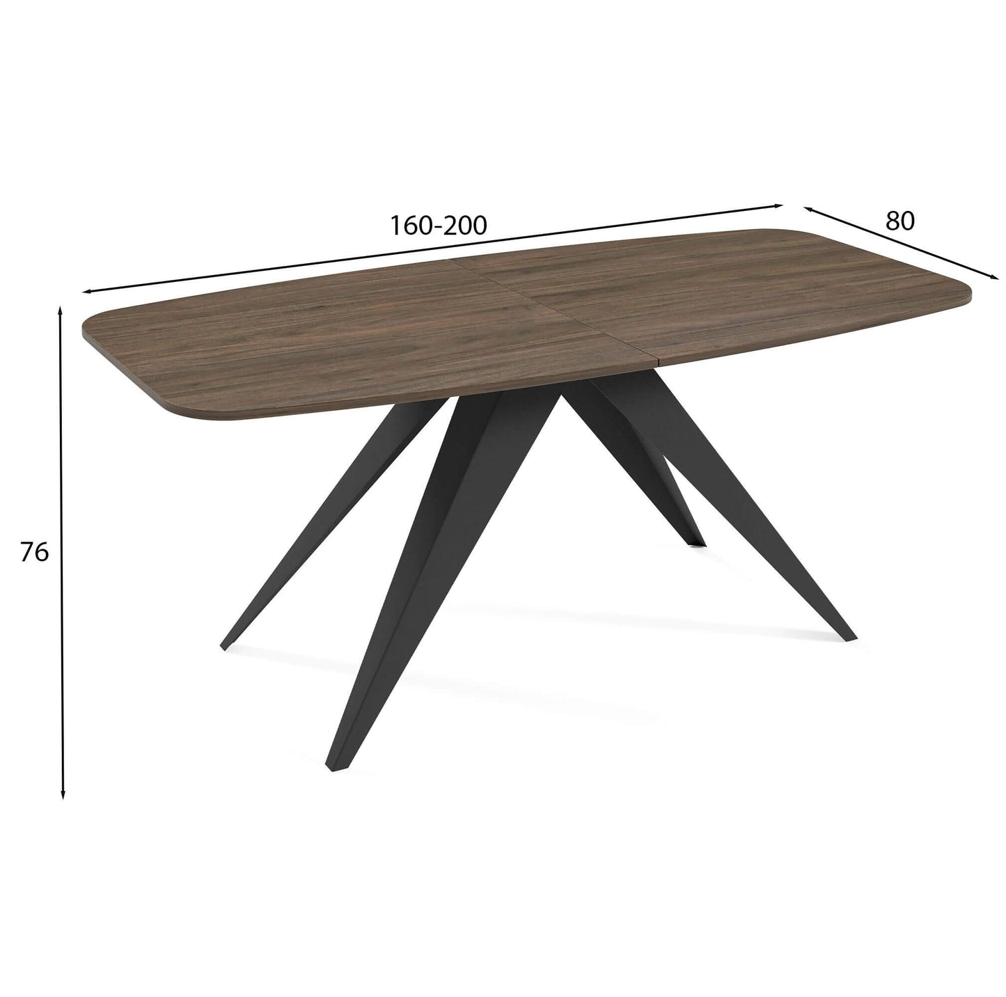 Galds Fery 76/160/80; 76/180/90 cm melns Pietra Grigia/melns - N1 Home