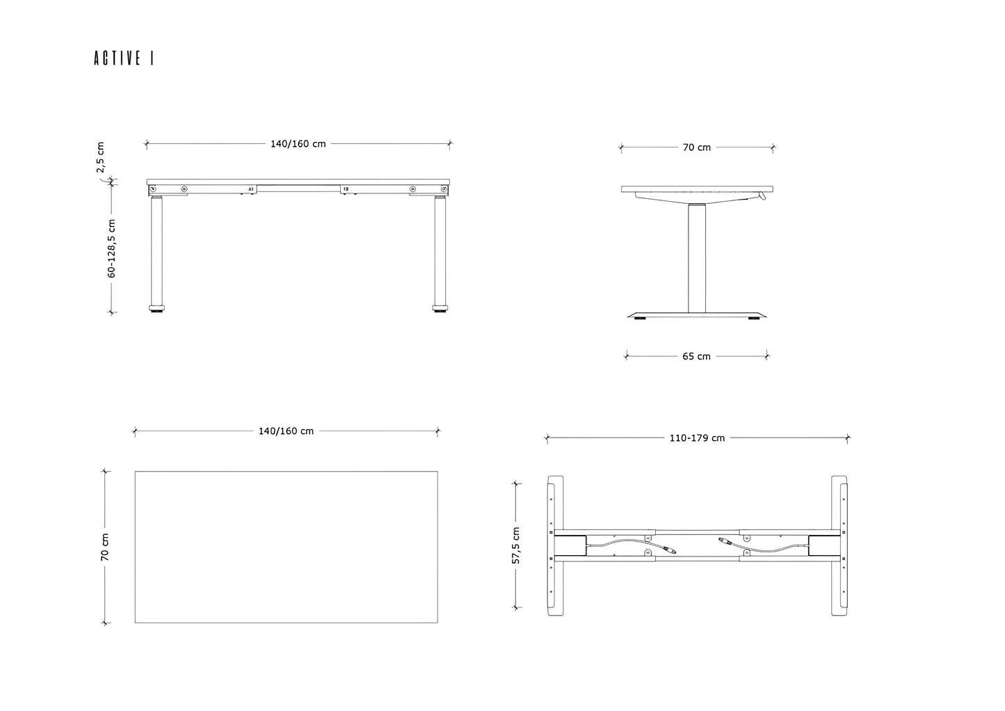 Galds Aktiva I 140;160/70 cm melns/balts - N1 Home