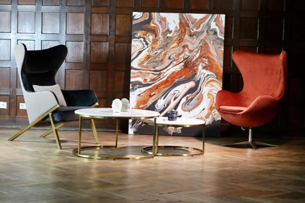 Krēsls Dot Design Treviso Jajo samta 85/113/76 cm oranžs /hroms - N1 Home