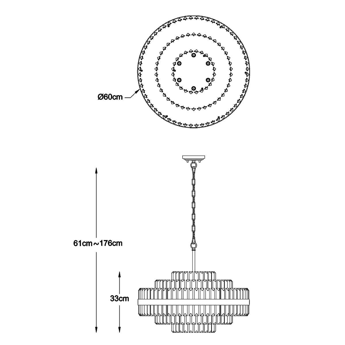 Piekaramā lampa Istanbul P0567-12A-2GAC 176/60/60 cm zelts