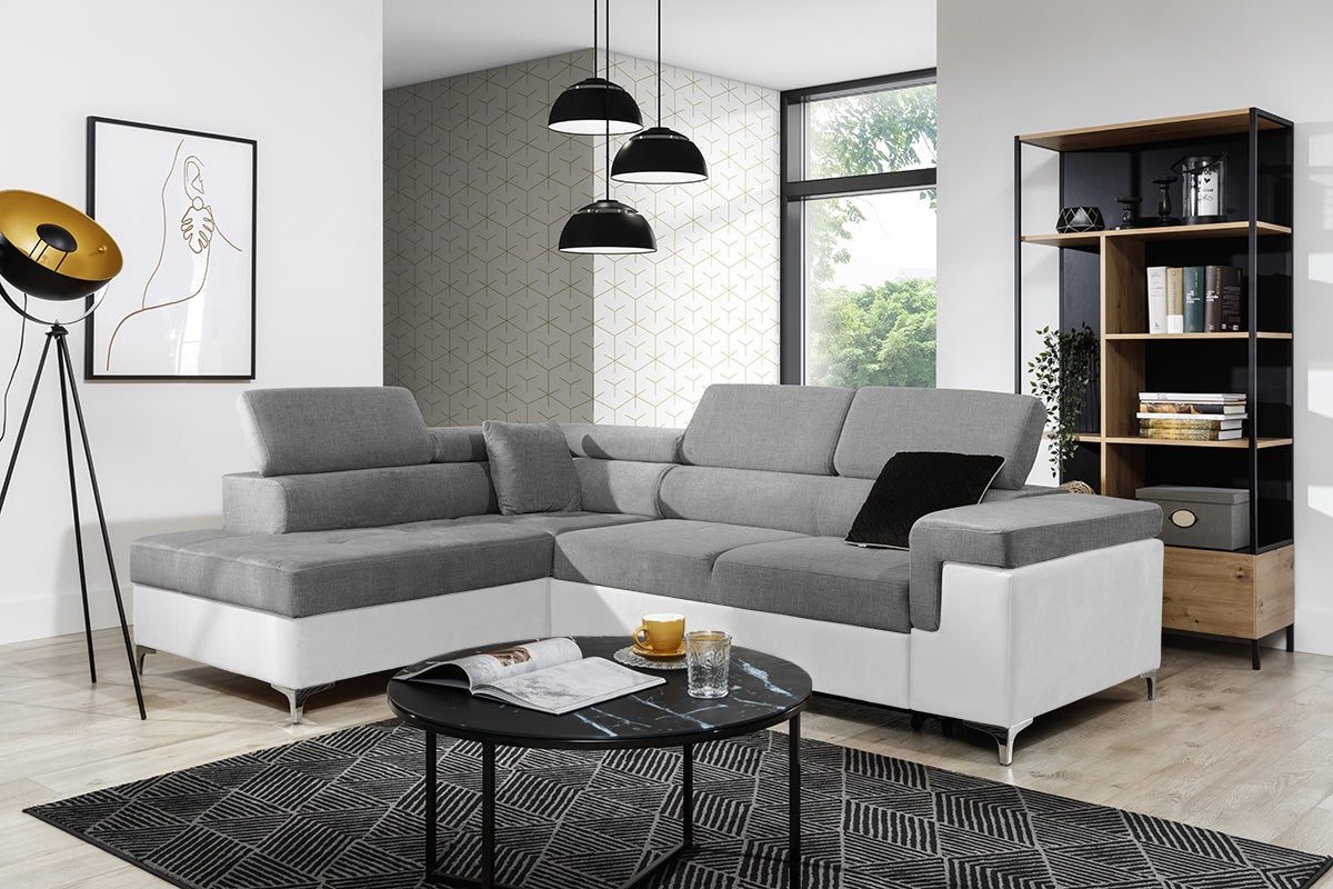 Dīvāns EGO L kreisais stūris 274/76-98/202 cm balts/peleks - N1 Home