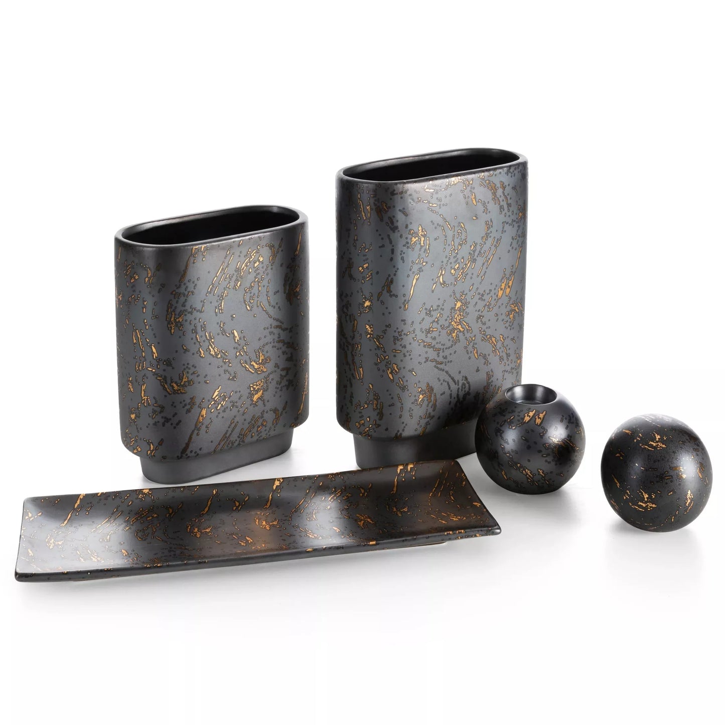 Dekoratīva vāze Aria 20/10/28; 19/10/23 cm grafīts/zelts - N1 Home