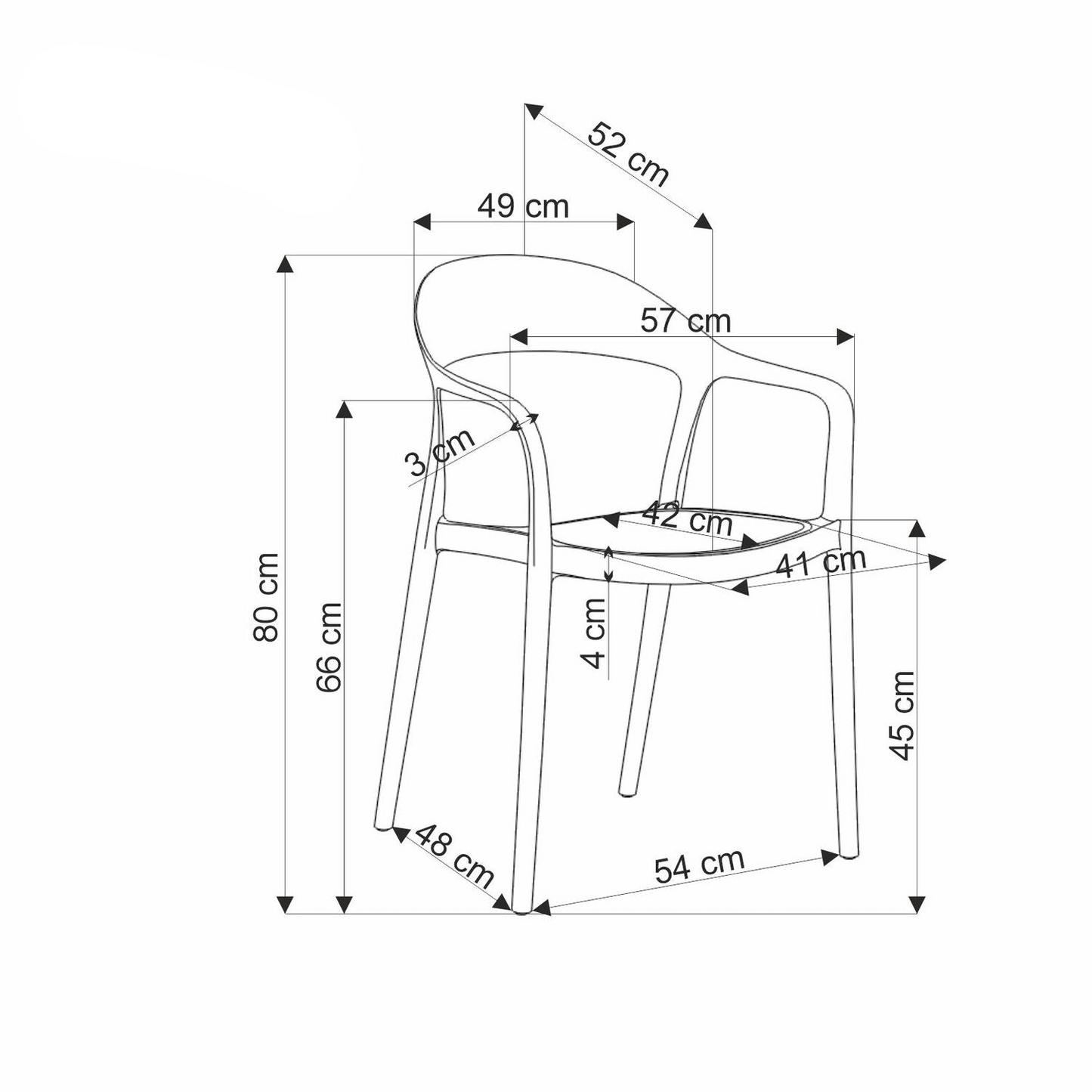 Krēsls PL 57/52/80/45 cm balts - N1 Home