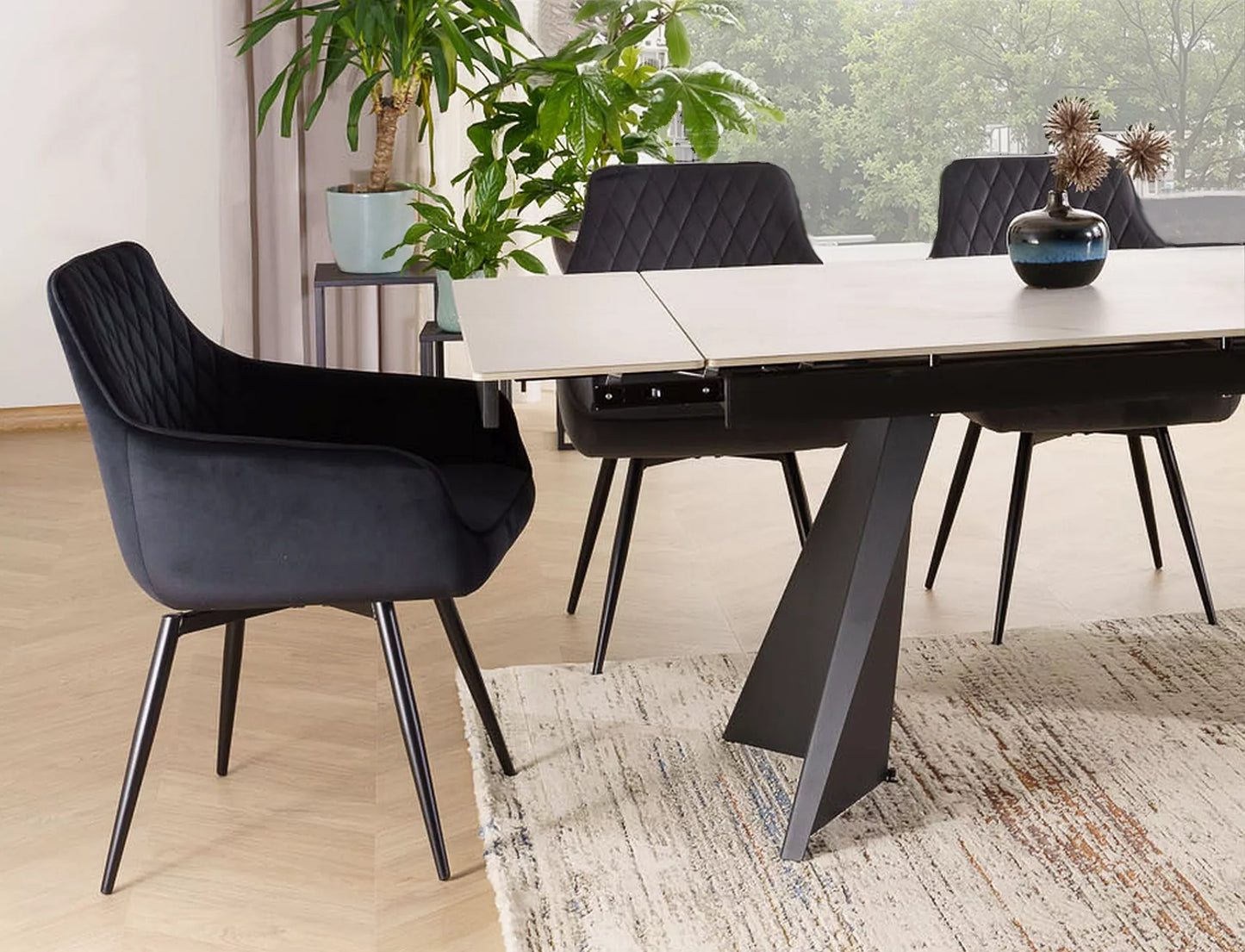 Galds Laco 160-240/75/90 cm balts/melns - N1 Home