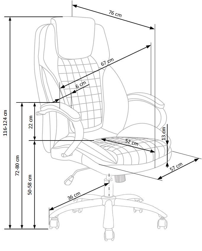 KG grozāmais krēsls 67/76/116-124/50-58 cm pelēks - N1 Home