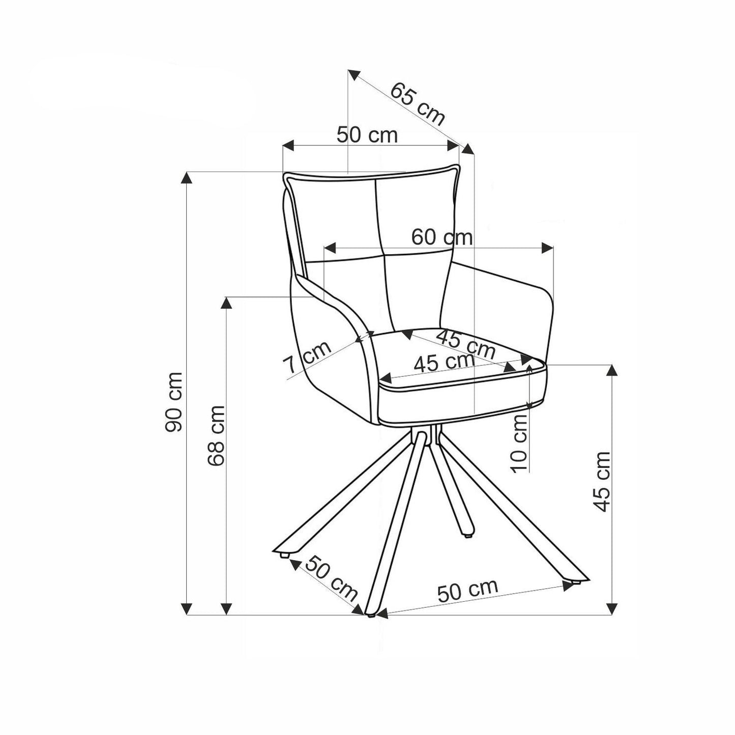 Krēsls Bond 60/67/90/47 cm pelēks - N1 Home