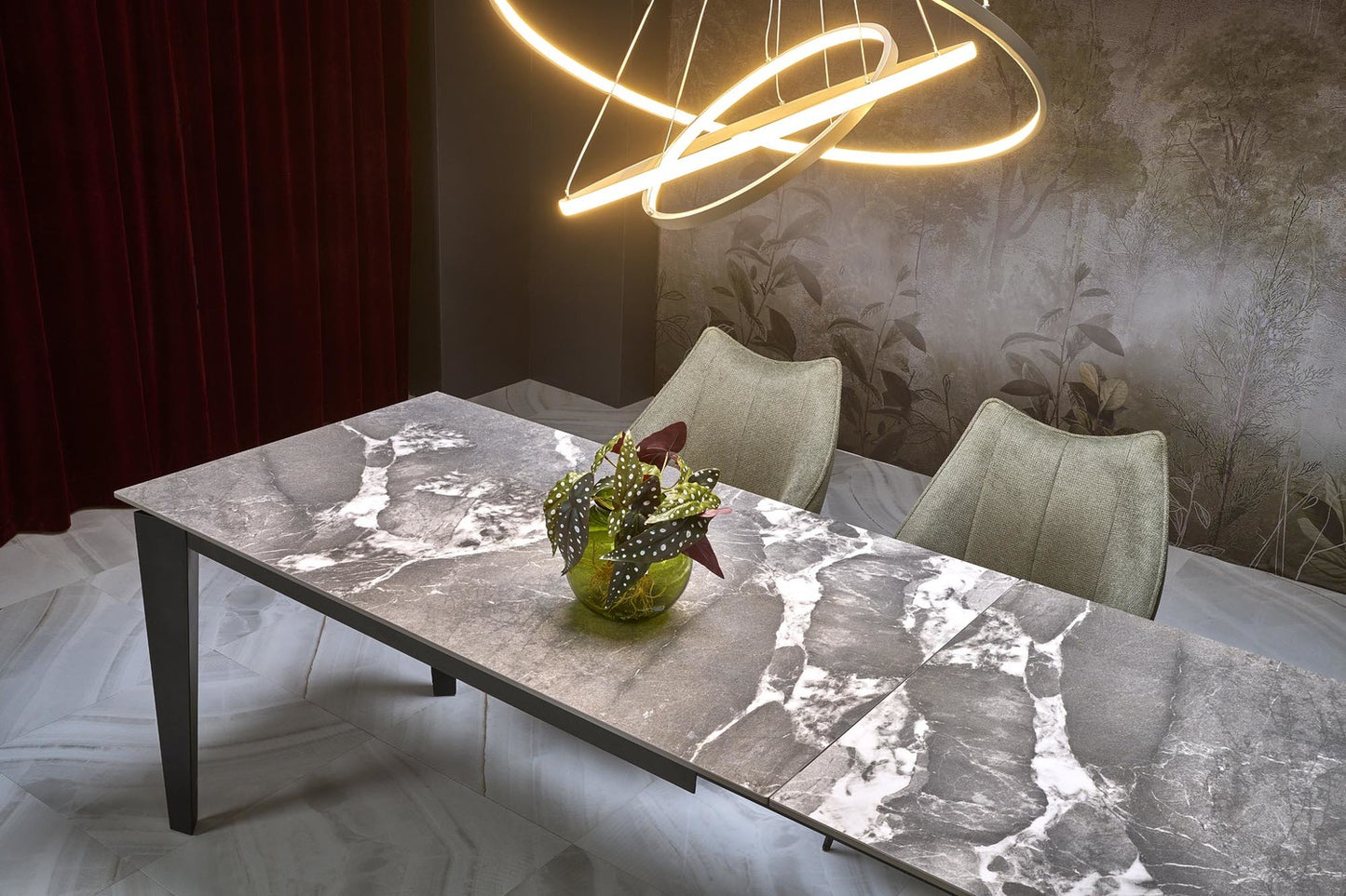 Galds Feix 81/76/141-184 cm pelēks marmors - N1 Home