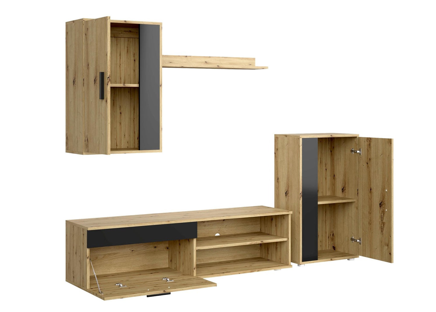 Mēbeļu komplekts Bensi 190 cm Artizan ozols/melns