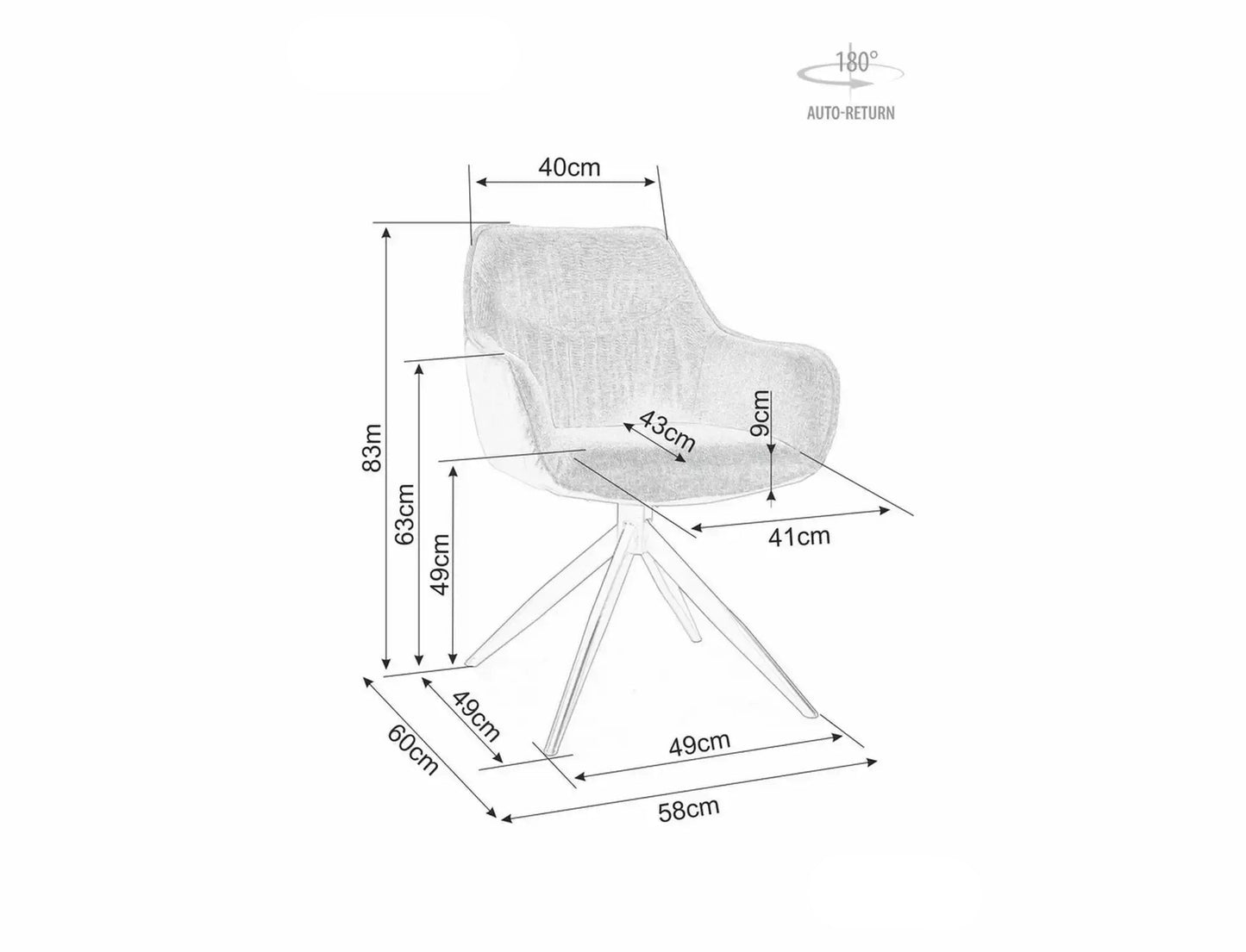 Krēsls Bregs 41/43/49 cm olīves - N1 Home