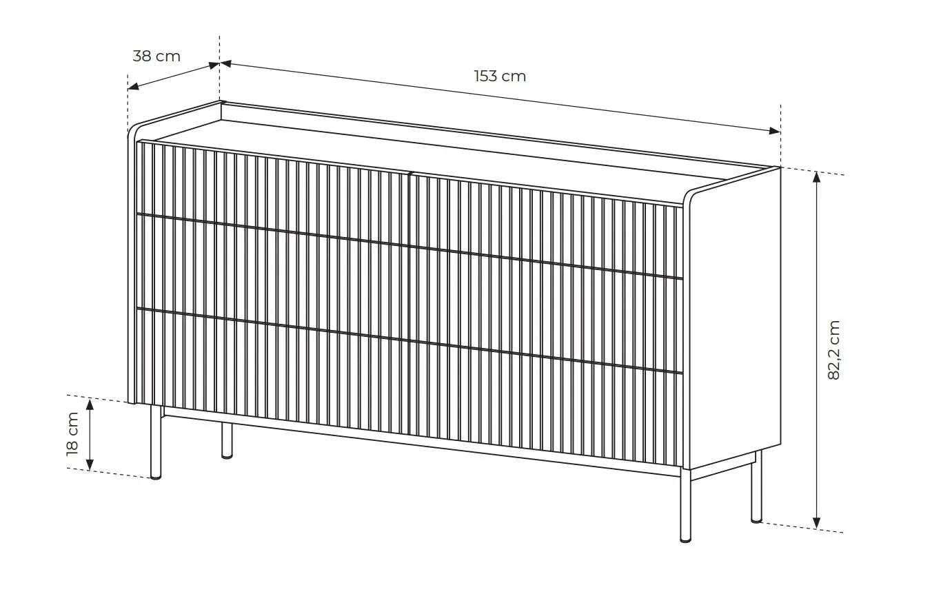 Kumode Leve 153/82/38 cm bēšš/skandi ozols - N1 Home