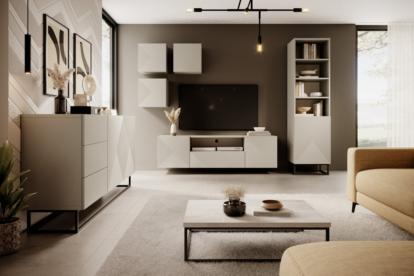 OSLO kumode un metāla kājas 167/81/43 cm kašmirs/melns - N1 Home