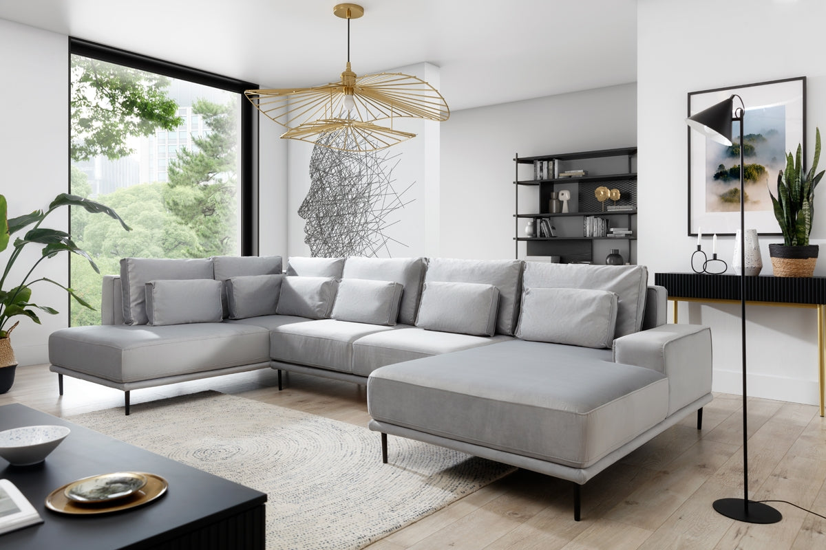 Dīvāns AUSTIN U 356/75-93/200 cm gaiši pelēks - N1 Home