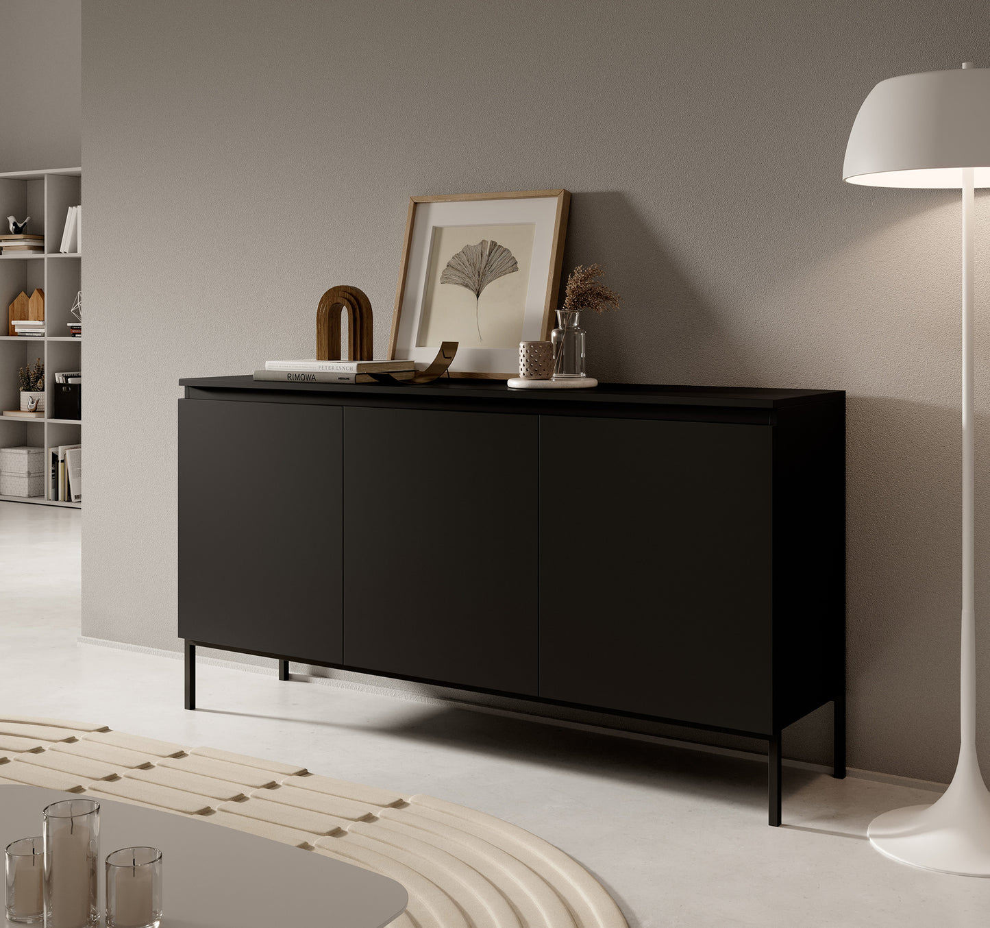 Kumode Bommo 150/77/35 cm melns/melns